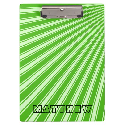 Kelly green Color Stripe Funky Pattern Klemmbrett (Vorderseite)