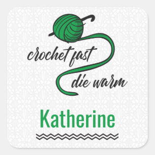 Kelly Green Crochet schnell, Die Quadratischer Aufkleber