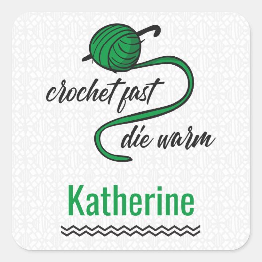 Kelly Green Crochet schnell, Die Quadratischer Aufkleber (Vorderseite)