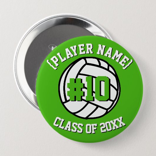 Kelly Green Custom Volleyball Player und Klasse Button (Vorne & Hinten)