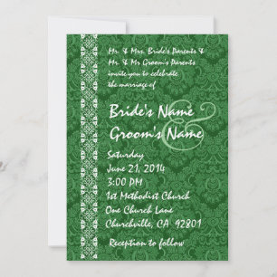 Kelly Green Damask Hochzeit Einladungen