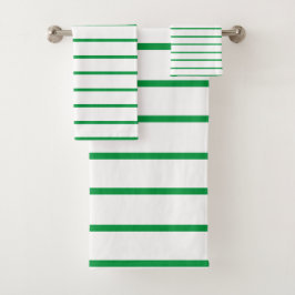Kelly Green Decorative Stripe Muster Badhandtuch Set