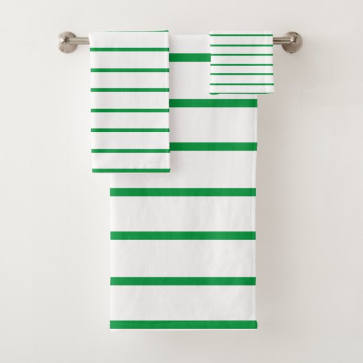Kelly Green Decorative Stripe Muster Badhandtuch Set (Insitu)