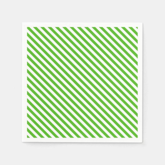 Kelly Green Diagonal Stripe Paper Napkins Serviette (Vorderseite)