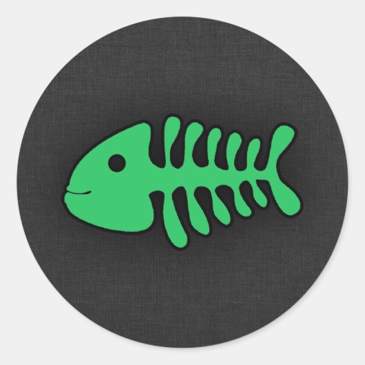 Kelly Green Fish Bones Runder Aufkleber (Vorderseite)