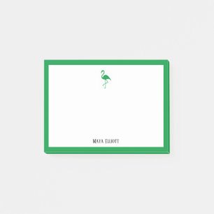 Kelly Green Flamingo und Border on White mit dem N Post-it Klebezettel