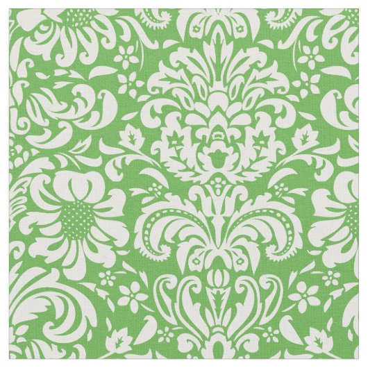 Kelly Green Floral Damask Stoff (Nahaufnahme)