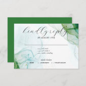 Kelly Green Fluid Ink RSVP Karte (Vorne/Hinten)
