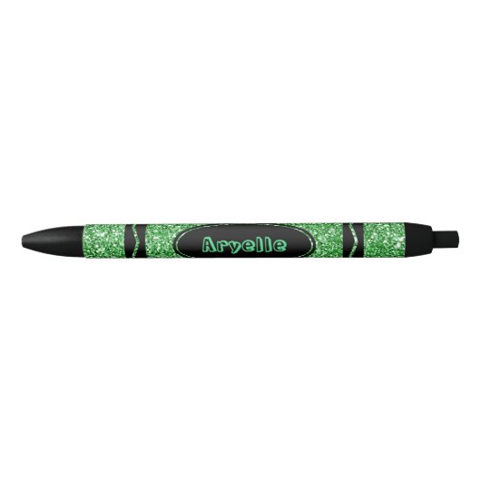 Kelly Green Glitzer Crayon Individuelle Name Push  Kugelschreiber (Vorderseite)