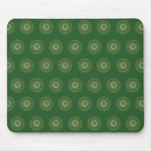 Kelly Green | Golden Zinnia Flower Medallions Mousepad (Vorne)
