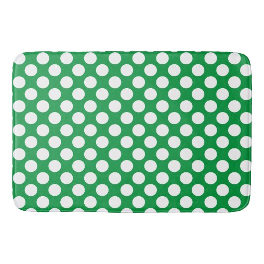 Kelly Green : Groß weißes Polka Dot Pattern Badematte (Vorderseite)