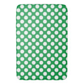 Kelly Green : Groß weißes Polka Dot Pattern Badematte (Vorderseite Vertikal)