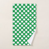 Kelly Green: Grosses weißes Polka Dot Pattern Badhandtuch Set (Handtuch)