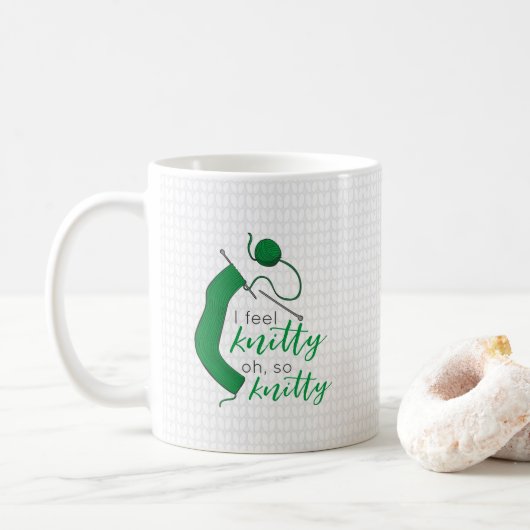 Kelly Green Ich fühle mich Knitty, Oh, also Knitty Kaffeetasse (Mit Donut)