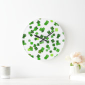 Kelly green "Kleeblatts Falling" Große Wanduhr (Zuhause)