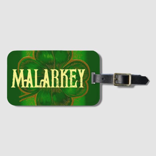 Kelly Green Lucky Clover malarkey Irish Amer BS L Gepäckanhänger (Vorderseite (Horizontal))