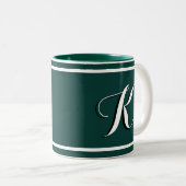 Kelly Green Mit Monogramm Zwei-Tone-Kaffee-Tasse Zweifarbige Tasse (VorderseiteRechts)