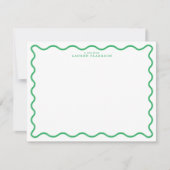 Kelly Green Modern Wavy Border Note Card Einladung (Vorderseite)