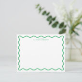 Kelly Green Modern Wavy Border Note Card Einladung (Stehend Vorderseite)
