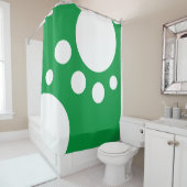 Kelly Green : Moderne Punkte in Weiß Duschvorhang (Beispiel)