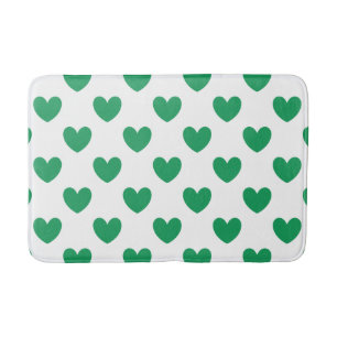 Kelly green polka herzen auf weiß badematte
