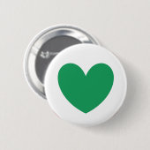 Kelly green polka herzen auf weiß button (Vorne & Hinten)