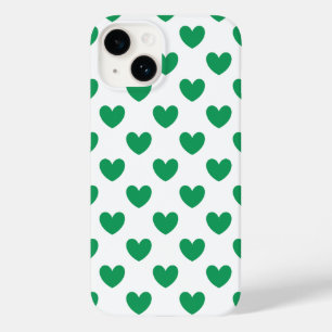 Kelly green polka herzen auf weiß Case-Mate iPhone 14 hülle