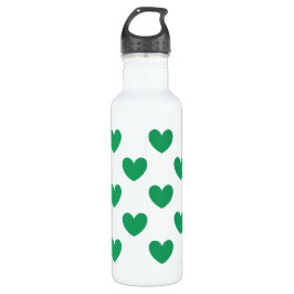 Kelly green polka herzen auf weiß edelstahlflasche