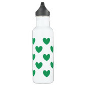 Kelly green polka herzen auf weiß edelstahlflasche (Rechts)