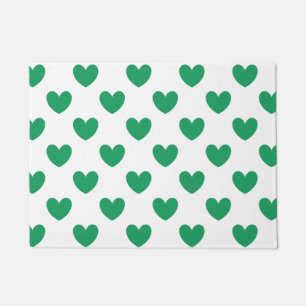 Kelly green polka herzen auf weiß fußmatte
