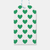 Kelly green polka herzen auf weiß geschenkanhänger (Vorderseite)