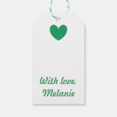 Kelly green polka herzen auf weiß geschenkanhänger (Rückseite)