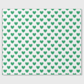 Kelly green polka herzen auf weiß geschenkpapier (Flach)