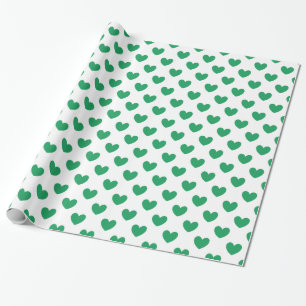 Kelly green polka herzen auf weiß geschenkpapier