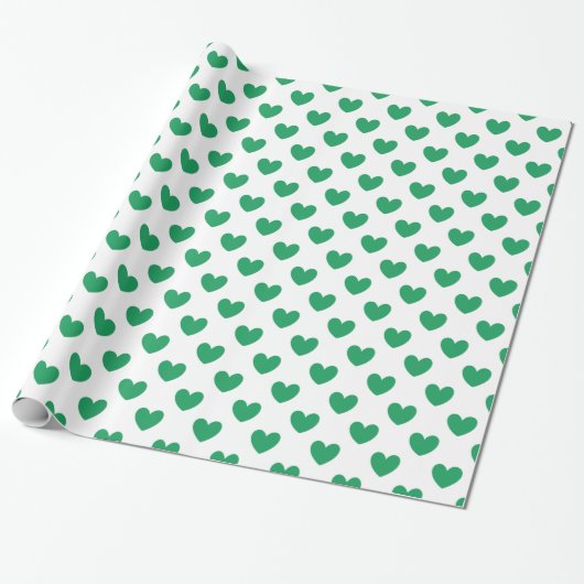 Kelly green polka herzen auf weiß geschenkpapier (Ungerollt)