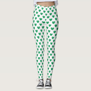 Kelly green polka herzen auf weiß leggings