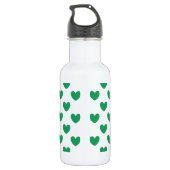 Kelly green polka herzen auf weiß trinkflasche (Rückseite)