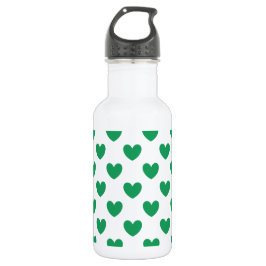 Kelly green polka herzen auf weiß trinkflasche
