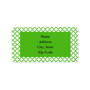 Kelly Green Quatrefoil Muster Adressaufkleber