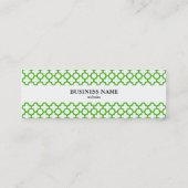 Kelly Green Quatrefoil Muster Mini Visitenkarte (Rückseite)