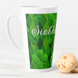 Kelly Green Raute Irish Clovers Latte Tasse