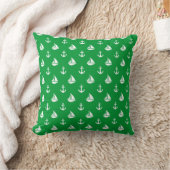 Kelly Green Sailboote und Anker Muster Kissen (Decke)