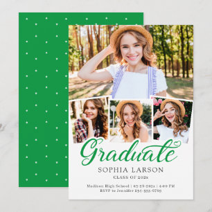 Kelly Green Schrift 4 Foto Collage Abschluss Ankündigung