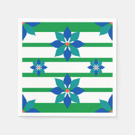 Kelly Green Streifen und blaue Blumen Serviette