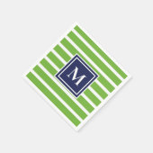 Kelly Green Stripe Modern Monogram Coastal Beach Serviette (Ecke)