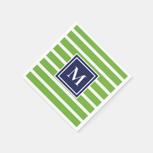 Kelly Green Stripe Modern Monogram Coastal Beach Serviette (Ecke)