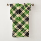 Kelly Green und Black Tartan Kariert Badhandtuch Set (Insitu)