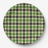 Kelly Green und Black Tartan Kariert Paper Teller (Vorderseite)