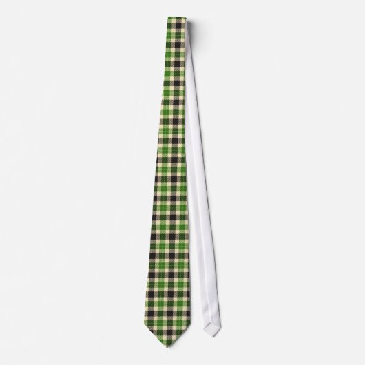 Kelly Green und Black Tartan Karierte Krawatte (Vorderseite)