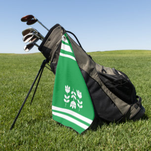 Kelly Green und Weiß Streifen und Blume Golfhandtuch